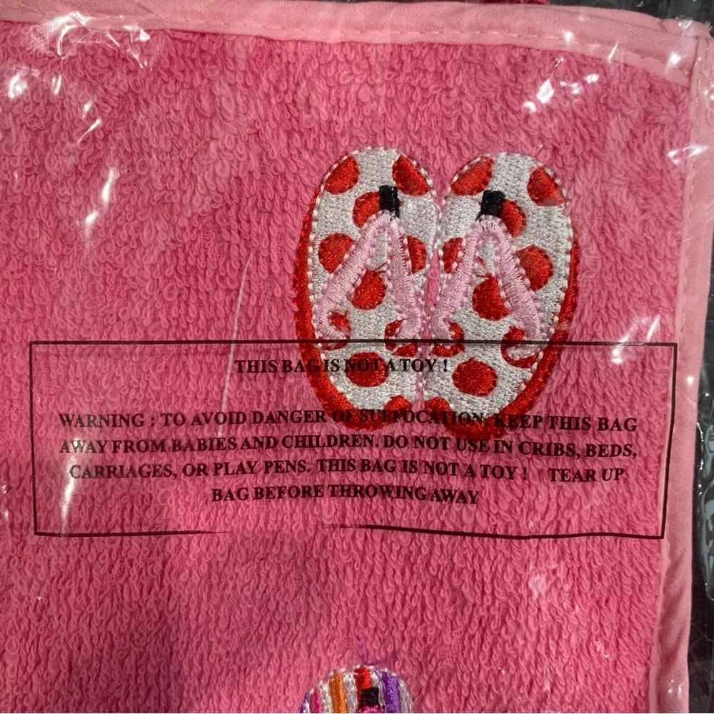 Lillian Vernon Flip Flop Terry Pink Toiletry Bag 806278 Brand New